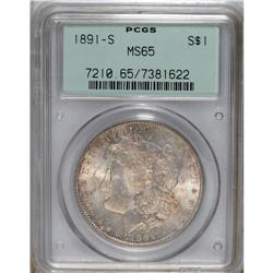1891-S S$1 MS65 PCGS. Orange-gold toning dominates bot