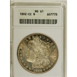 1892-CC S$1 MS61 ANACS. Whispers of golden-orange, vio