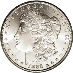 1892-CC S$1 MS64 PCGS. Bright, shimmering semi-proofli