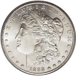 1892-CC S$1 MS65 PCGS. This nearly brilliant Gem has f