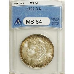 1892-O S$1 MS64 ANACS. Orange-gold, apple-green, and d
