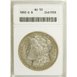 1892-S S$1 AU50 ANACS. Delicate gold peripheral toning