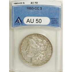 1893-CC S$1 AU50 ANACS. Luster emerges from the device