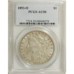 1893-O S$1 AU50 PCGS. The 1893-O is the lowest mintage