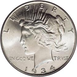 1934 S$1 MS66 PCGS. A wonderful Gem with excellent eye