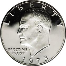 1973-S S$1 Silver PR70 Deep Cameo PCGS. Both sides exh