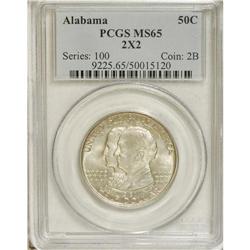 1921 50C Alabama 2x2 MS65 PCGS. Satiny and boldly stru