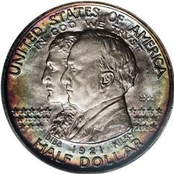 1921 50C Alabama 2x2 MS66 NGC. Remarkable gold, ice-bl