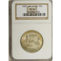 1937 50C Antietam MS66 NGC. Speckled russet and amber-