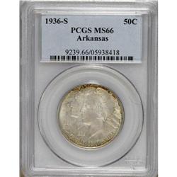 1936-S 50C Arkansas MS66 PCGS. Silver-gray and mauve p