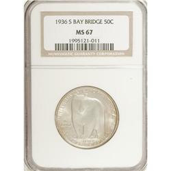 1936-S 50C Bay Bridge MS67 NGC. Satiny and well struck