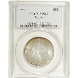 1935 50C Boone MS67 PCGS. Lovely apple-green, lemon, a