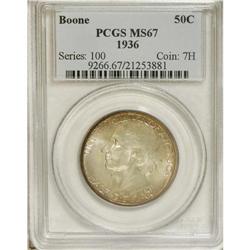1936 50C Boone MS67 PCGS. The Boone coins commemorate