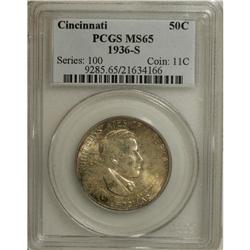 1936-S 50C Cincinnati MS65 PCGS. The low-relief initia