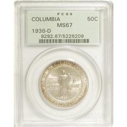 1936-D 50C Columbia MS67 PCGS. This is one of the most