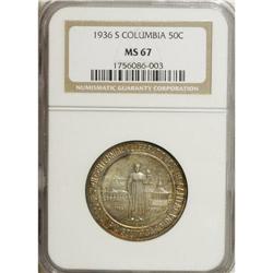 1936-S 50C Columbia MS67 NGC. Typically well struck wi