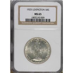 1925 50C Lexington MS65 NGC. Light tawny-gold toning v
