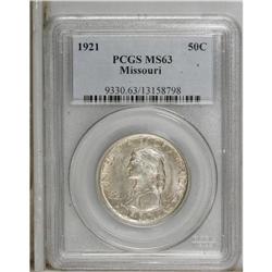 1921 50C Missouri MS63 PCGS. A trace of zinfandel toni