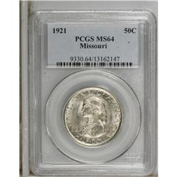 1921 50C Missouri MS64 PCGS. This frosty near-Gem has