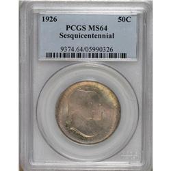 1926 50C Sesquicentennial MS64 PCGS. Strong luster exp
