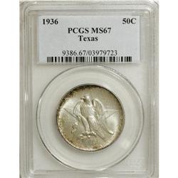 1936 50C Texas MS67 PCGS. A well struck Superb Gem tha