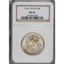 1936-S 50C Texas MS67 NGC. A thin veneer of champagne-