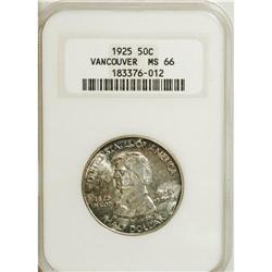 1925 50C Vancouver MS66 NGC. A strongly lustrous examp