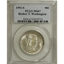 1951-S 50C Booker T. Washington MS67 PCGS. This final-