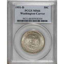 1951-D 50C Washington-Carver MS66 PCGS. Medium olive-g
