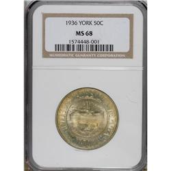 1936 50C York MS68 NGC. Brown''s Garrison, on the Saco