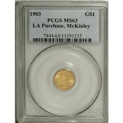 1903 G$1 Louisiana Purchase/McKinley MS63 PCGS. The bu