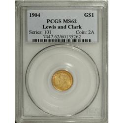 1904 G$1 Lewis and Clark MS62 PCGS. Boldly struck with