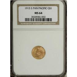 1915-S G$1 Panama-Pacific Gold Dollar MS64 NGC. A sati
