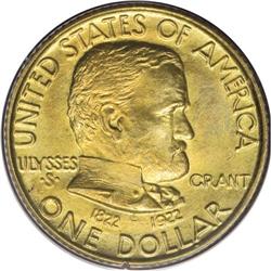 1922 G$1 Grant no Star MS64 PCGS. Beautiful orange-gol