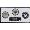 Image 2 : 20th Anniversary Silver Eagle Set PR/MS70 NGC. A three-