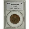 Image 3 : 1847 1C Hawaii Cent MS63 Red and Brown PCGS. Crosslet