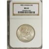 Image 1 : 1883 50C Hawaii Half Dollar MS63 NGC. Lustrous with de