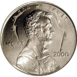 2000 1C Lincoln Cent--Struck on a 2000-P Dime--MS67 NG