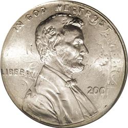 2001 1C Lincoln Cent--Struck on a 2001-P Dime--MS67 NG