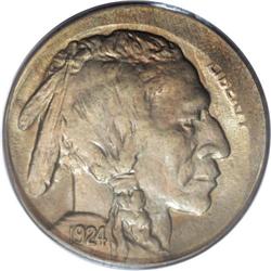 1924 5C --Uncentered Broadstrike--MS65 PCGS. The out-of