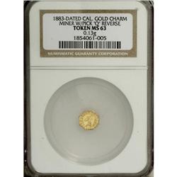 1883 Cal Gold Charm MS63 NGC. Octagonal, 0.13 gm. The o