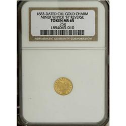 1883 Cal Gold Charm MS65 NGC. Round, 0.25 gm. The obver