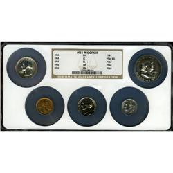 1954 Proof Set PR66 to PR67 NGC. The set includes: cent