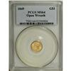 Image 1 : 1849 G$1 Open Wreath MS64 PCGS. Large Head, with L. A