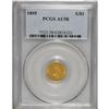 Image 1 : 1855 G$1 AU58 PCGS. A touch of friction appears on the