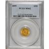 1855 G$1 MS62 PCGS. Lovely peach and mint-green toning