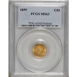 1859 G$1 MS63 PCGS. A charming and refreshingly unabra