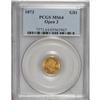 Image 1 : 1873 G$1 Open 3 MS64 PCGS. This frosty near-Gem has a
