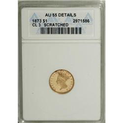 1873 G$1 Closed 3--Scratched--ANACS. AU55 Details. The