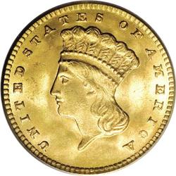 1874 G$1 MS66 PCGS. This Premium Gem displays satiny p